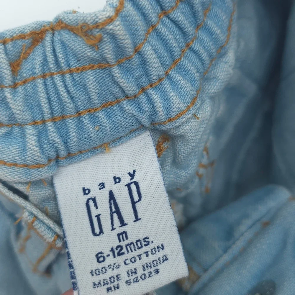 Baby Gap Denim Jeans Grid Stitched Light Wash Vintage‎ 6-12 Months Boys Girls